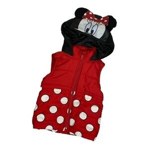 Disney Minnie Mouse Hooded Zip Front Puffer Vest Size 4T